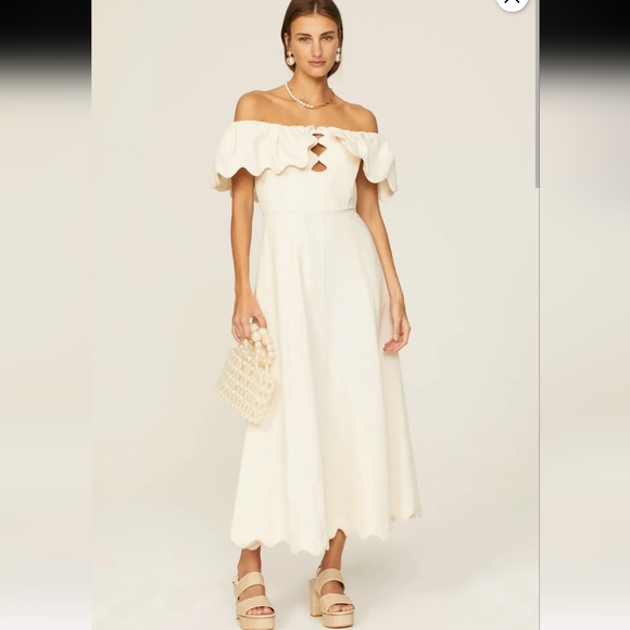 Sea NY Leona Strapless Linen Midi Dress Size